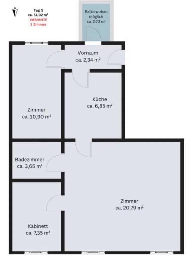 3-Zimmer-Wohnung kaufen in Wien – 51,02 m², € 199.000 – Bild 11 von 11