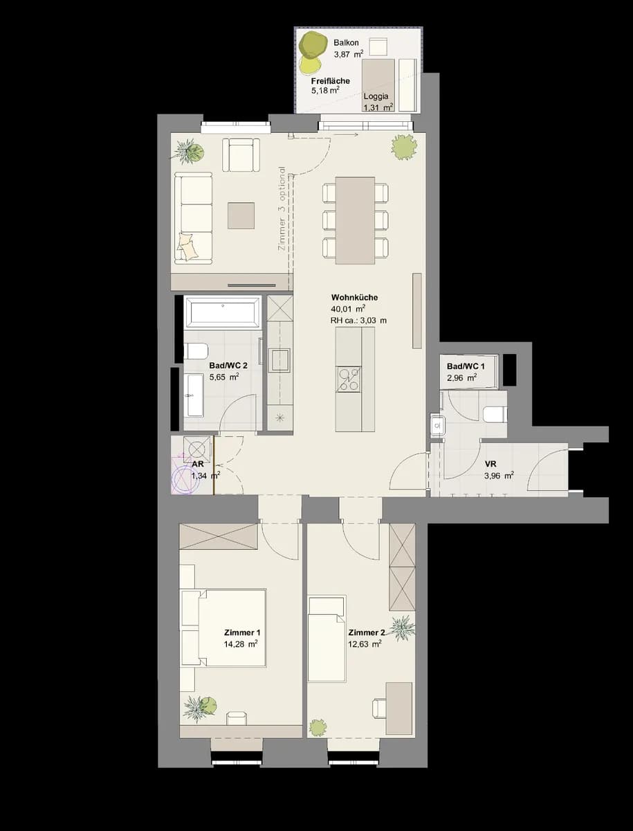3-Zimmer-Wohnung kaufen in Wien – 84,08 m², € 650.300 – Bild 6 von 6