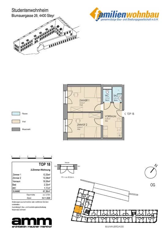 1-Zimmer-Wohnung mieten in Steyr – 13,33 m², € 474 – Bild 4 von 8
