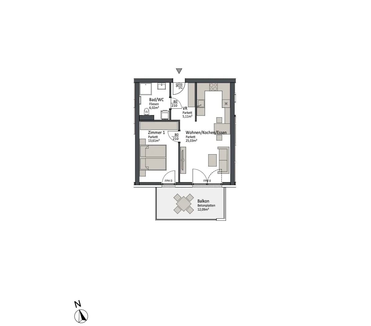 2-Zimmer-Wohnung kaufen in Villach – 49,77 m², € 199.900 – Bild 2 von 4