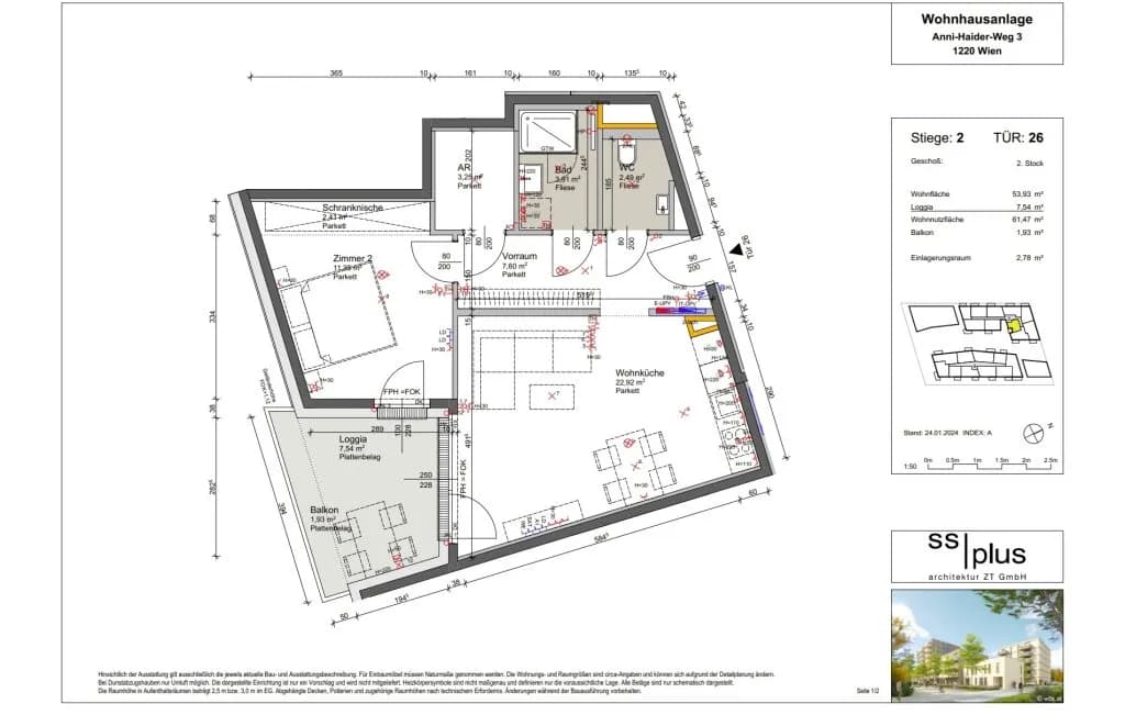 2-Zimmer-Wohnung kaufen in Wien – 53,93 m², € 285.000 – Bild 7 von 7