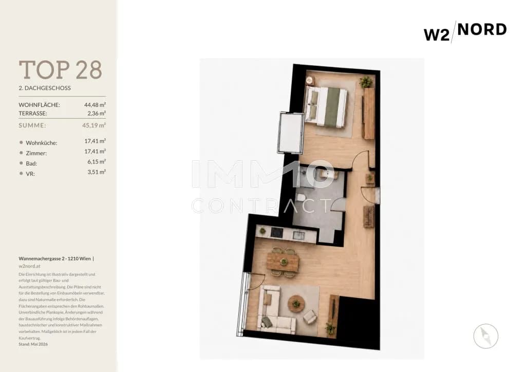 2-Zimmer-Wohnung kaufen in Wien – 44,48 m², € 249.900 – Bild 6 von 6