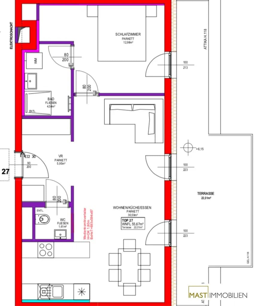 2-Zimmer-Wohnung mieten in Korneuburg – 55 m², € 990 – Bild 13 von 13