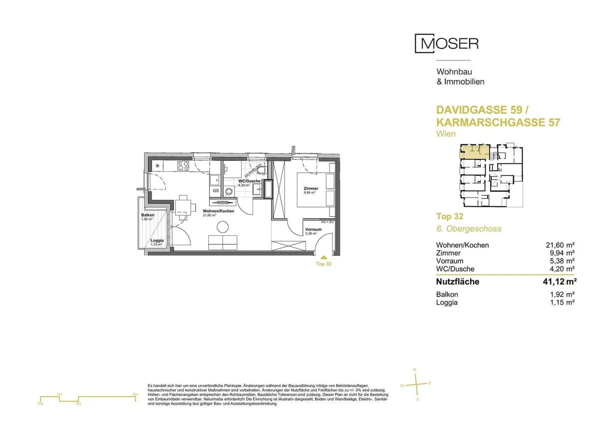 2-Zimmer-Wohnung kaufen in Wien – 41,12 m², € 275.500 – Bild 6 von 6