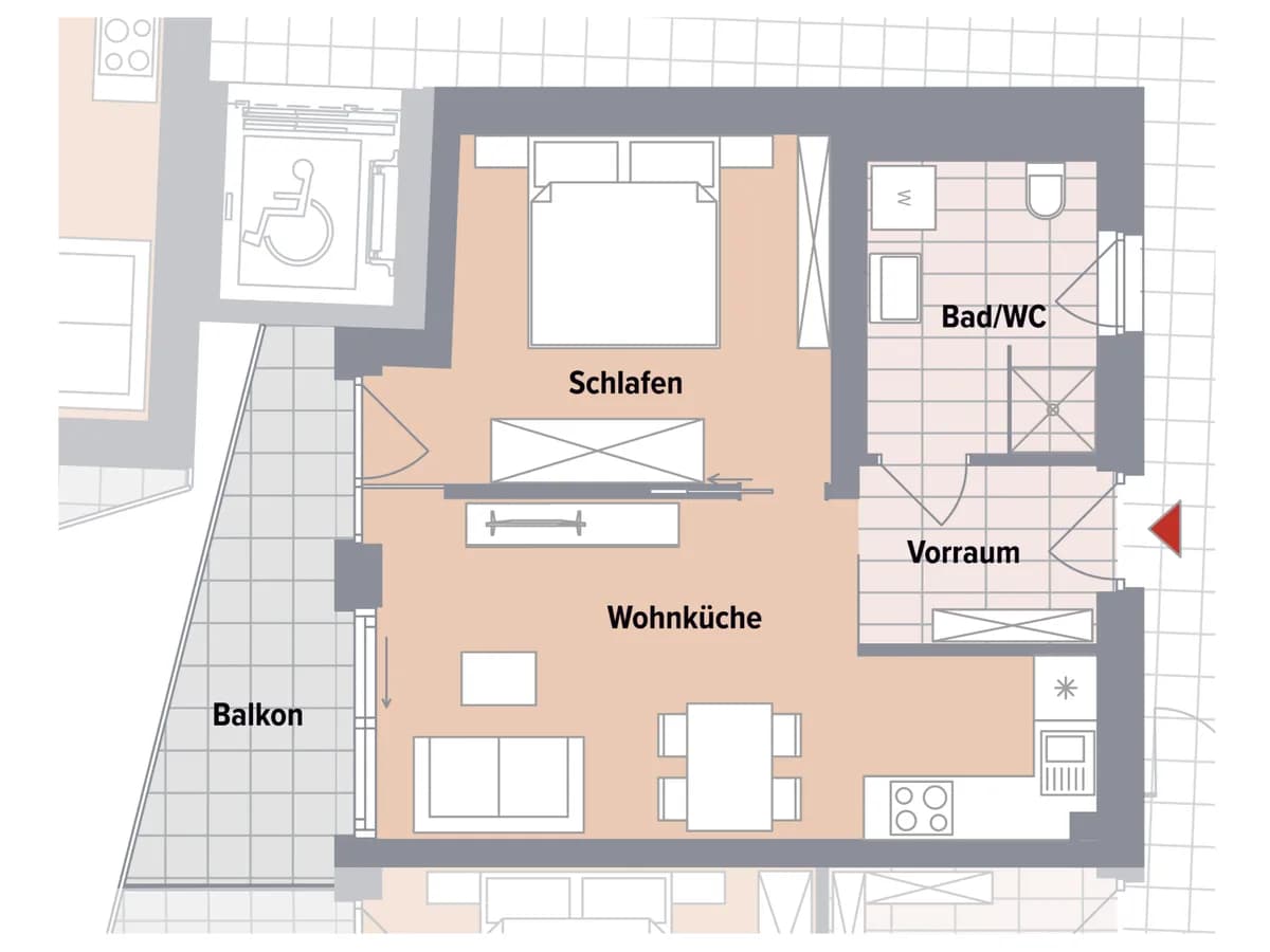 2-Zimmer-Wohnung kaufen in Graz – 42,09 m², € 228.600 – Bild 8 von 11