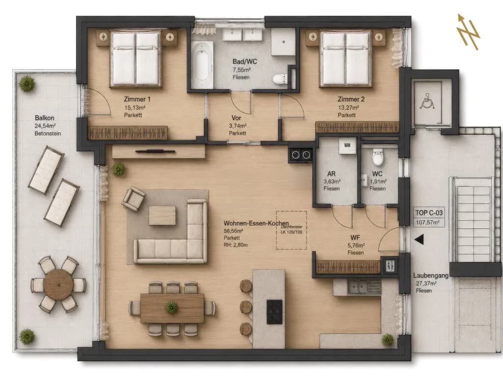 3-Zimmer-Wohnung kaufen in Feldkirchen – 107,52 m², € 1.900.000 – Bild 24 von 24