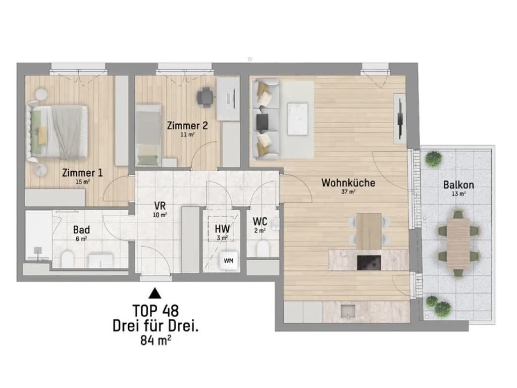 3-Zimmer-Wohnung kaufen in Wien – 84,07 m², € 669.900 – Bild 4 von 5