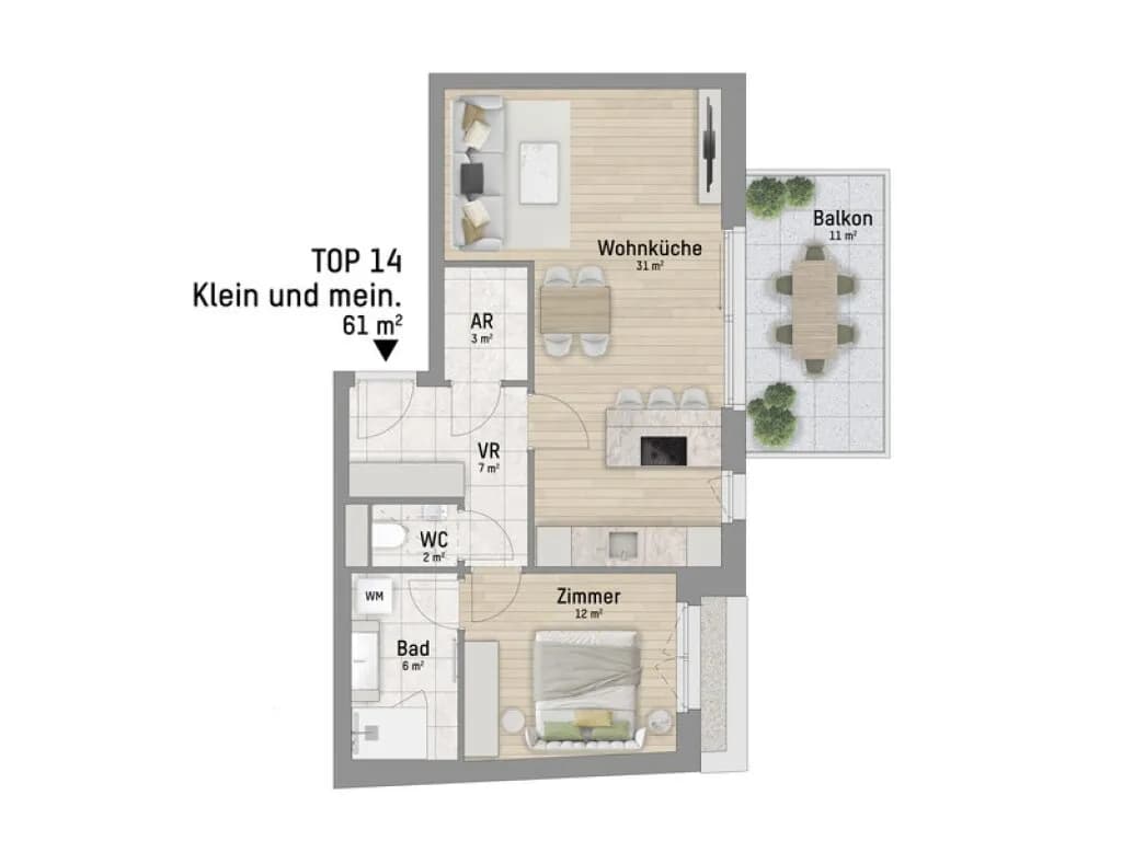 2-Zimmer-Wohnung kaufen in Wien – 60,98 m², € 419.900 – Bild 4 von 5