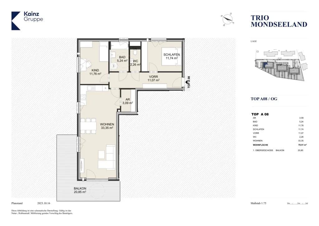 3-Zimmer-Wohnung mieten in Vöcklabruck – 78,51 m², € 1.690 – Bild 10 von 10