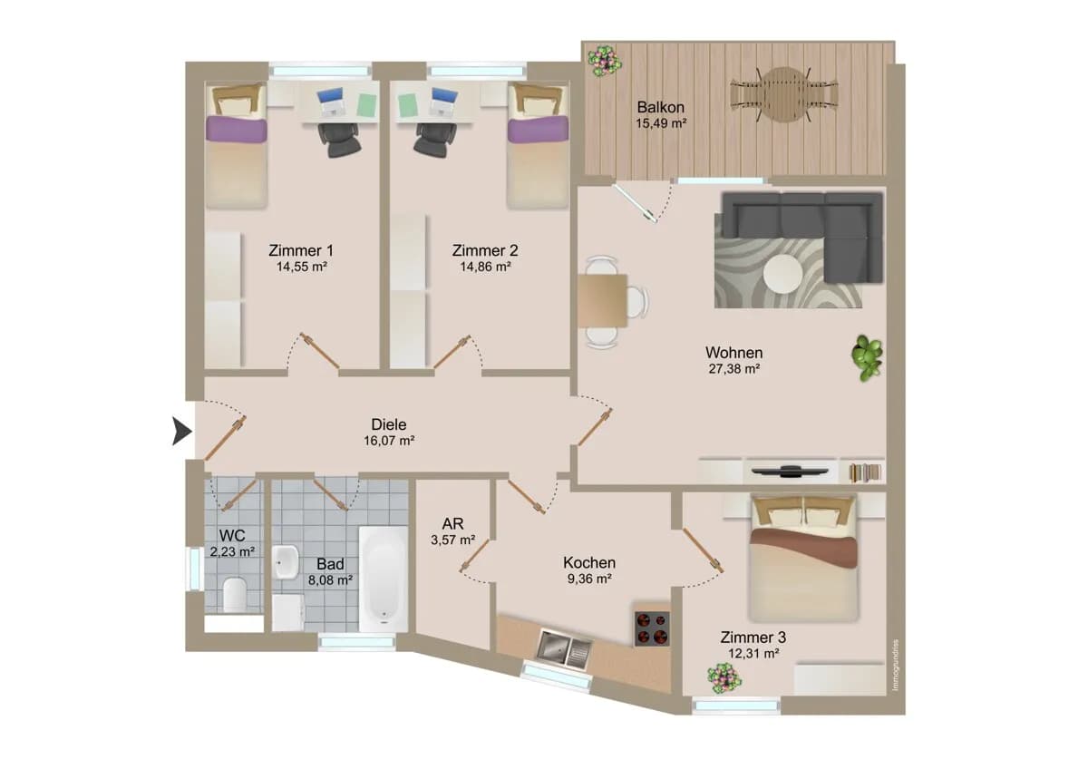 4-Zimmer-Wohnung kaufen in Klagenfurt – 100 m², € 298.900 – Bild 11 von 11
