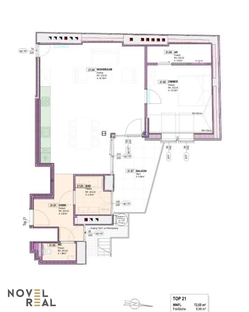 2-Zimmer-Wohnung mieten in Wien – 72,56 m², € 1.799 – Bild 9 von 9