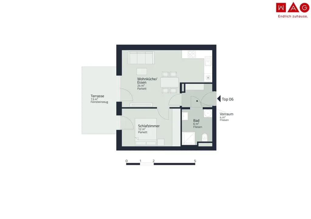 2-Zimmer-Wohnung mieten in Graz – 46 m², € 796 – Bild 2 von 5