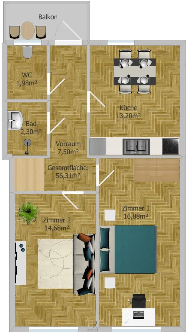 2-Zimmer-Wohnung kaufen in Graz – 56,31 m², € 145.000 – Bild 15 von 15