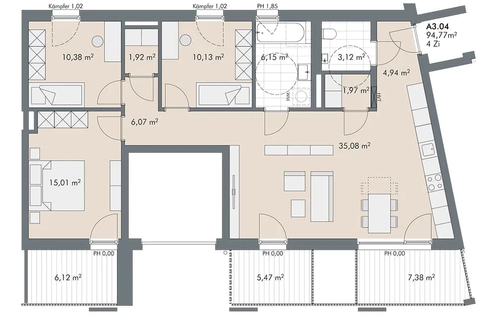 4-Zimmer-Wohnung kaufen in Innsbruck – 94,77 m², € 885.000 – Bild 12 von 12