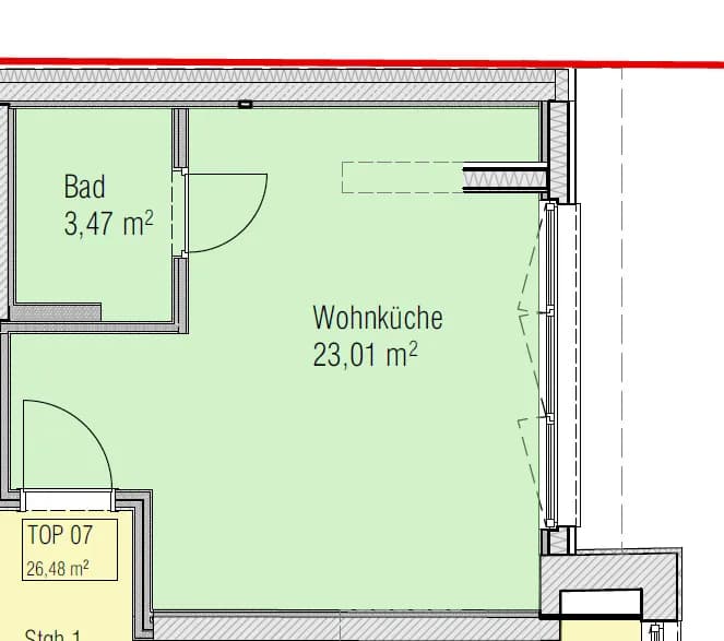 1-Zimmer-Wohnung mieten in Linz – 26,48 m², € 623 – Bild 5 von 5