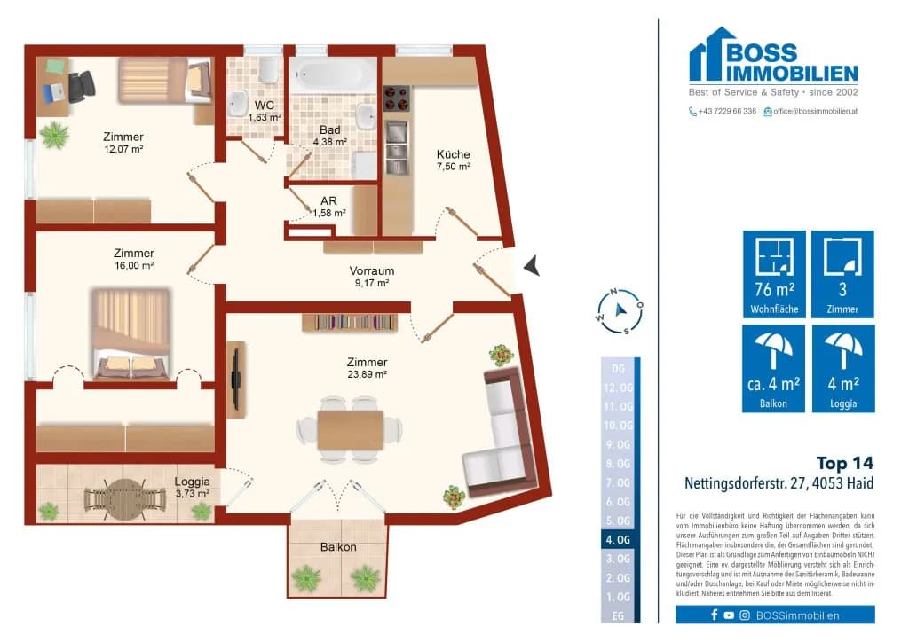 3-Zimmer-Wohnung mieten in Linz Land – 76,13 m², € 899 – Bild 13 von 13