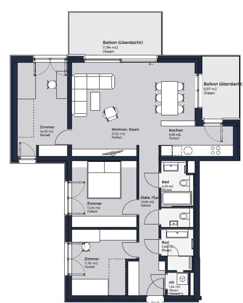 4-Zimmer-Wohnung kaufen in Mödling – 98,54 m², € 589.500 – Bild 13 von 15