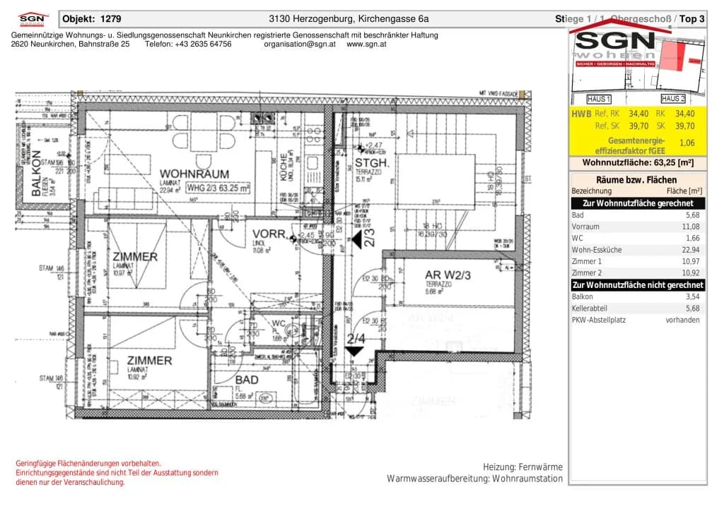 3-Zimmer-Wohnung mieten in Sankt Pölten Land – 63,25 m², € 696 – Bild 4 von 4