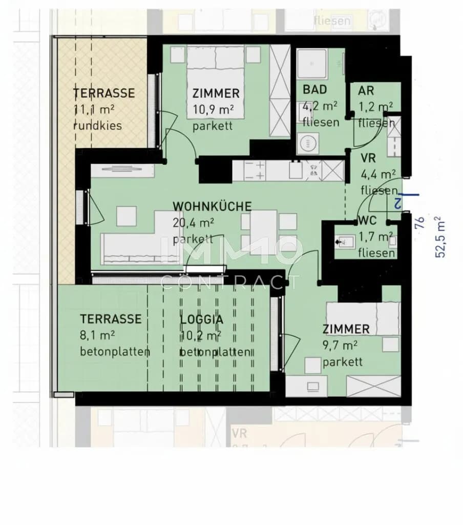 3-Zimmer-Wohnung kaufen in Wien – 52,5 m², € 437.500 – Bild 9 von 10