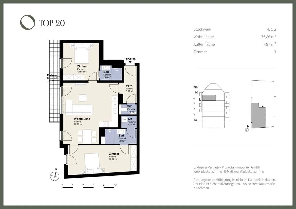 3-Zimmer-Wohnung kaufen in Wien – 75,86 m², € 569.000 – Bild 9 von 10