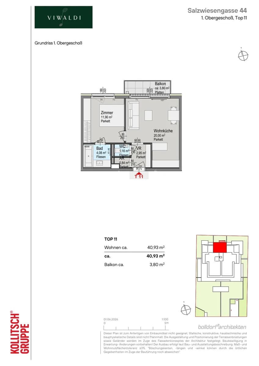 2-Zimmer-Wohnung kaufen in Wien – 40,93 m², € 345.000 – Bild 2 von 13