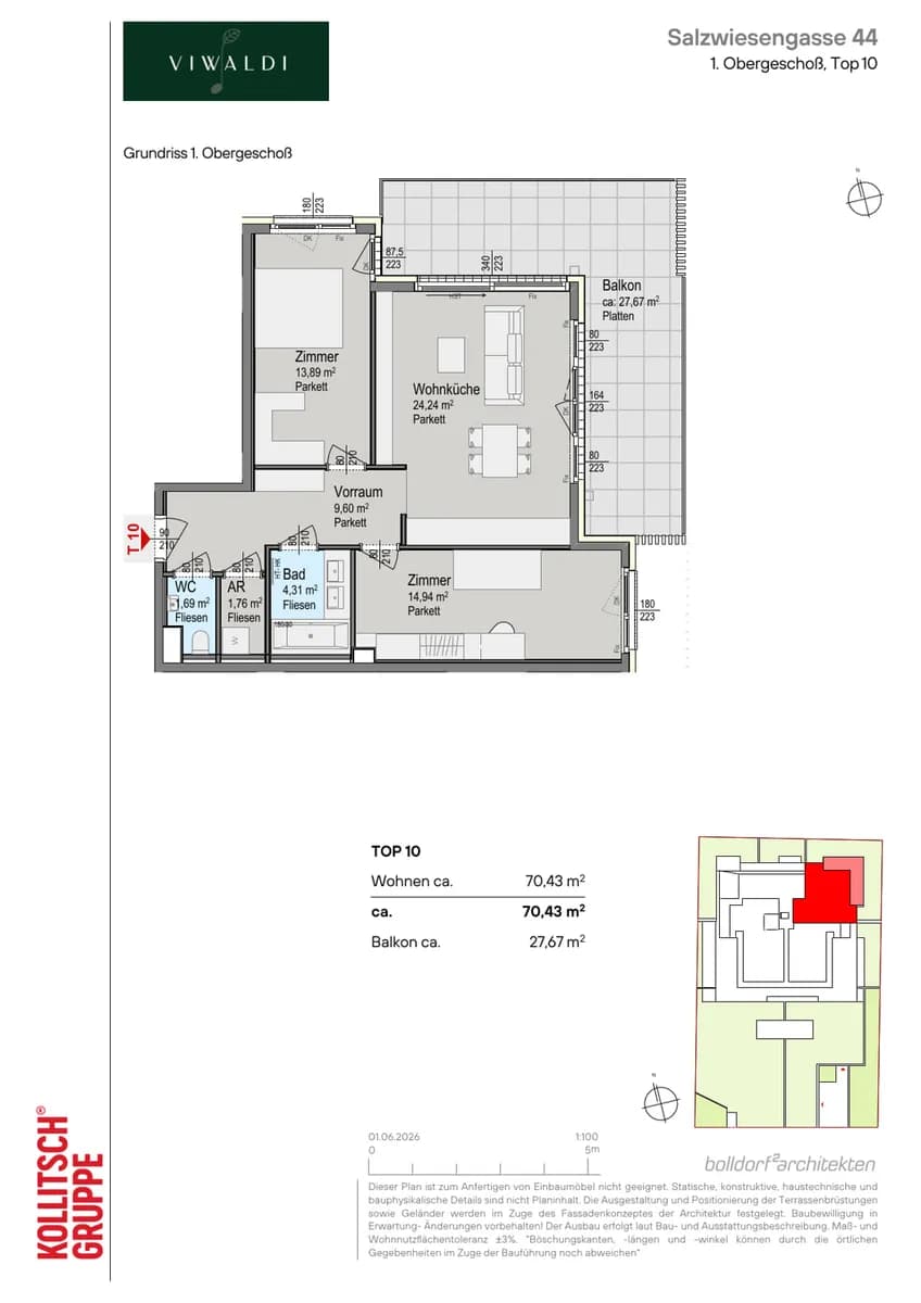 3-Zimmer-Wohnung kaufen in Wien – 70,43 m², € 648.000 – Bild 2 von 13