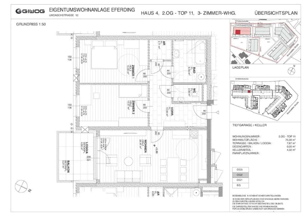 3-Zimmer-Wohnung kaufen in Eferding – 75,12 m², € 325.900 – Bild 3 von 5