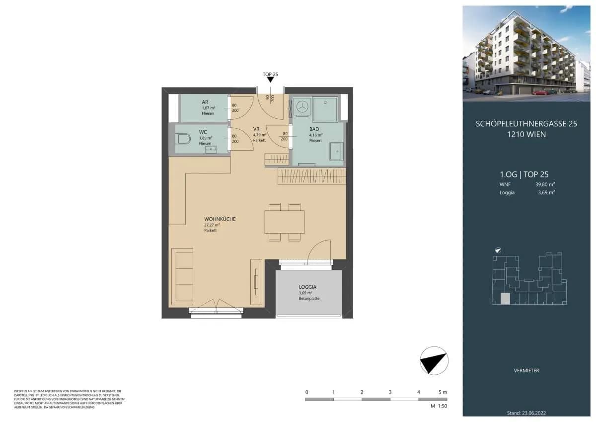 1-Zimmer-Wohnung mieten in Wien – 39,8 m², € 849 – Bild 7 von 7