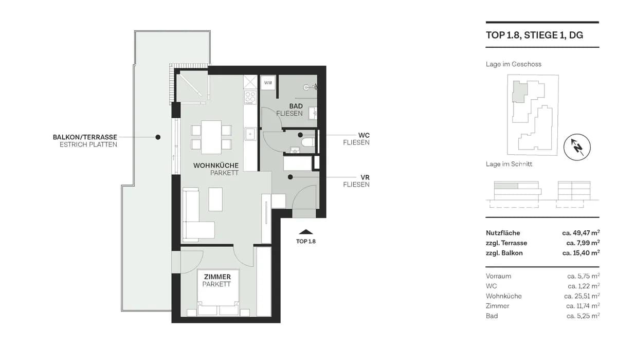 2-Zimmer-Wohnung kaufen in Wien – 49,47 m², € 429.000 – Bild 23 von 29