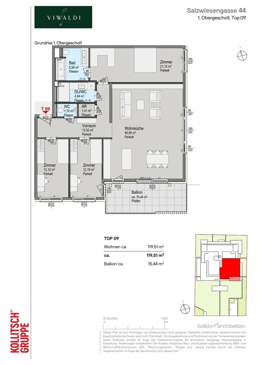 4-Zimmer-Wohnung kaufen in Wien – 119,51 m², € 998.000 – Bild 2 von 13