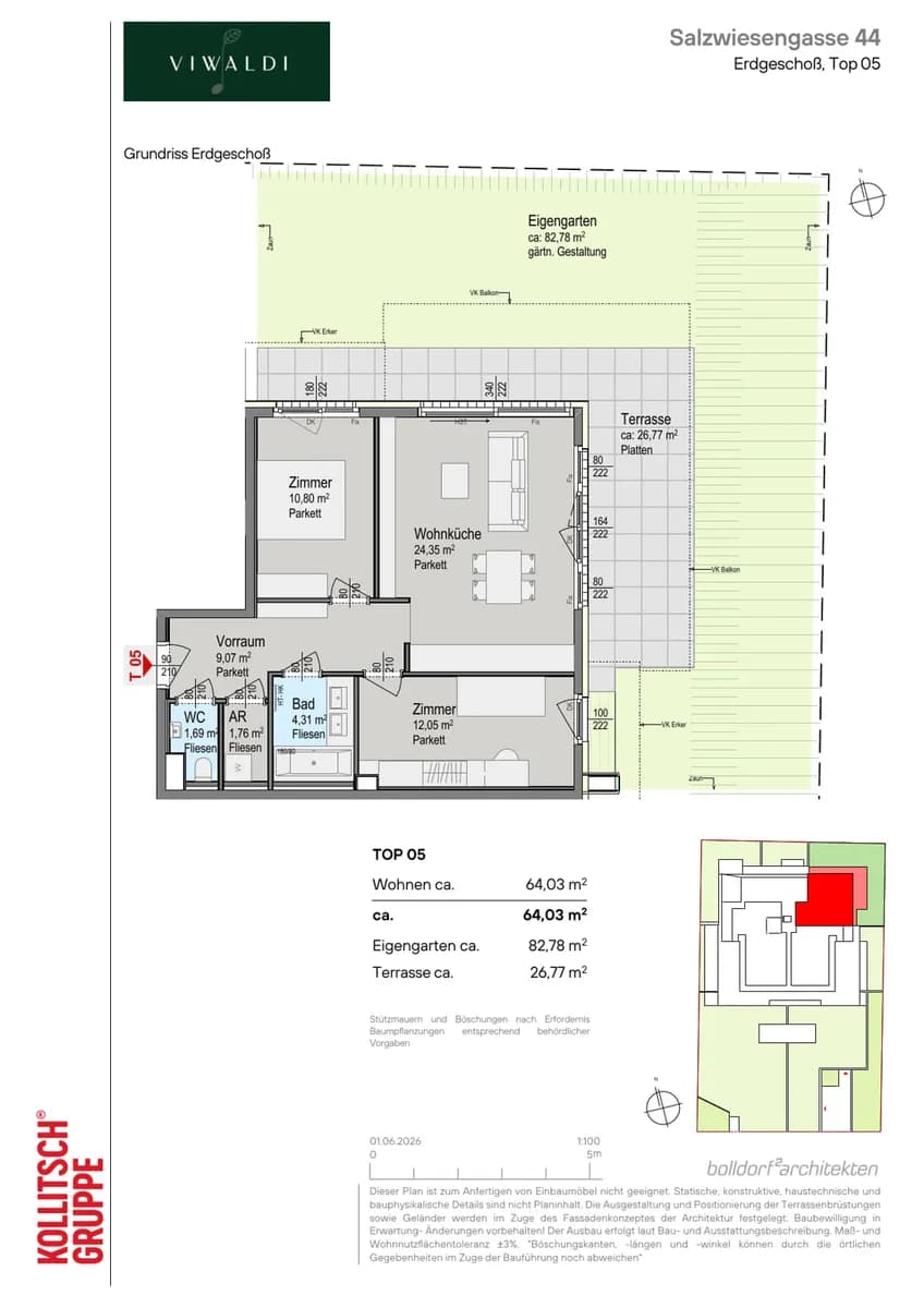 3-Zimmer-Wohnung kaufen in Wien – 64,03 m², € 575.000 – Bild 2 von 13