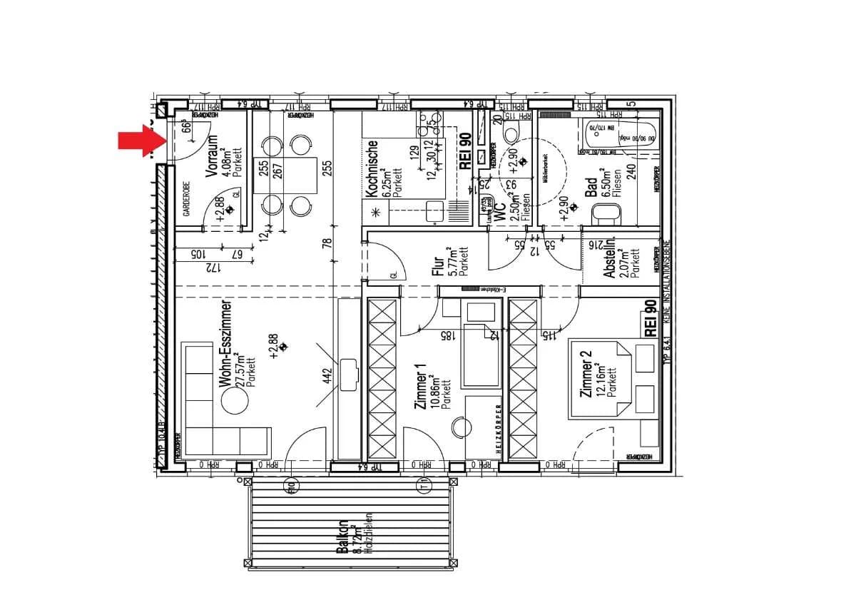 3-Zimmer-Wohnung mieten in Graz-Umgebung – 77,7 m², € 947 – Bild 2 von 11