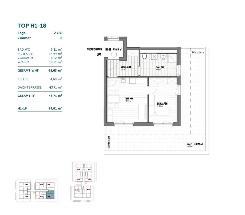 2-Zimmer-Wohnung kaufen in Graz – 45,63 m², € 250.980 – Bild 8 von 10