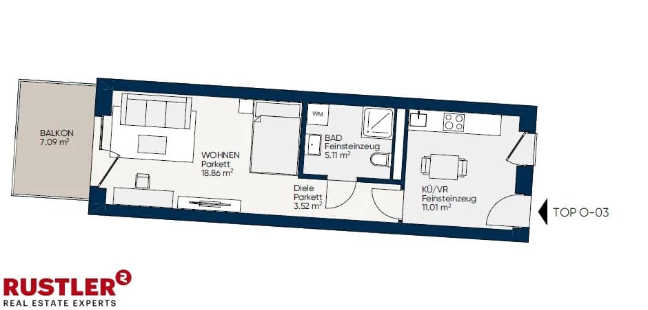 1-Zimmer-Wohnung mieten in Graz – 40,98 m², € 597 – Bild 7 von 8