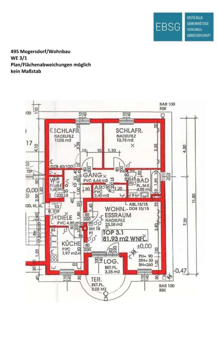 3-Zimmer-Wohnung mieten in Jennersdorf – 81,92 m², € 675 – Bild 2 von 6