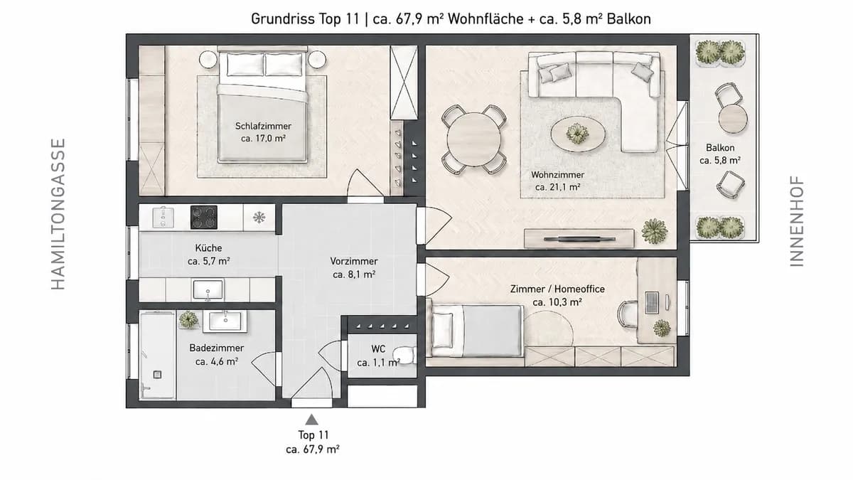 3-Zimmer-Wohnung kaufen in Wien – 68 m², € 419.000 – Bild 6 von 22