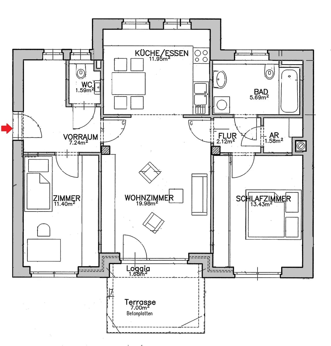 3-Zimmer-Wohnung mieten in Leibnitz – 76,6 m², € 838 – Bild 2 von 2