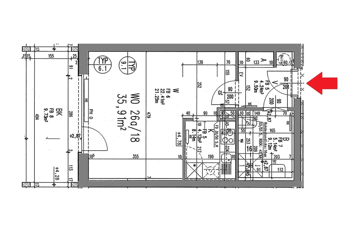 1-Zimmer-Wohnung mieten in Graz – 35,9 m², € 592 – Bild 2 von 13