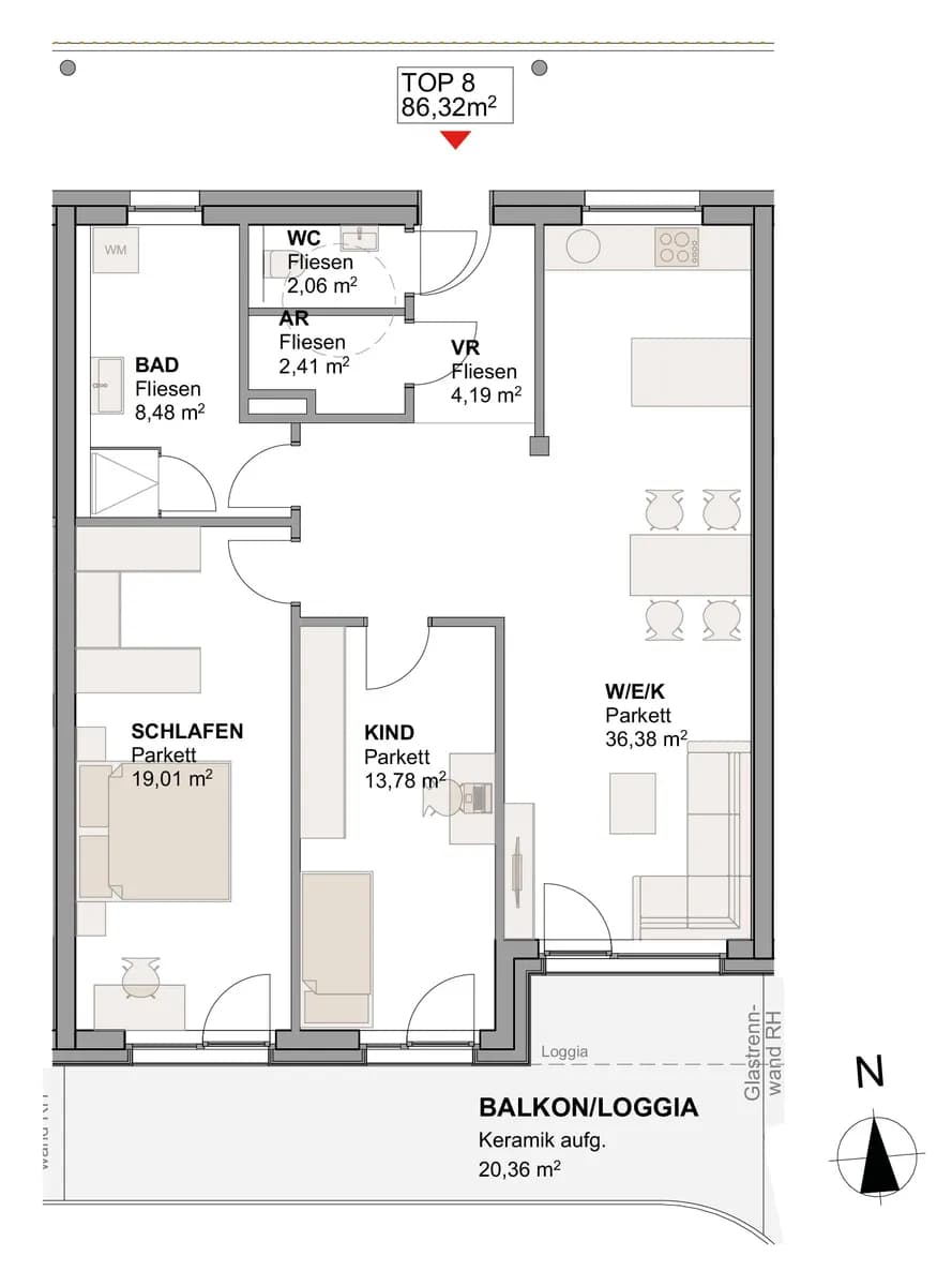 3-Zimmer-Wohnung kaufen in Linz Land – 86 m², € 399.000 – Bild 8 von 8