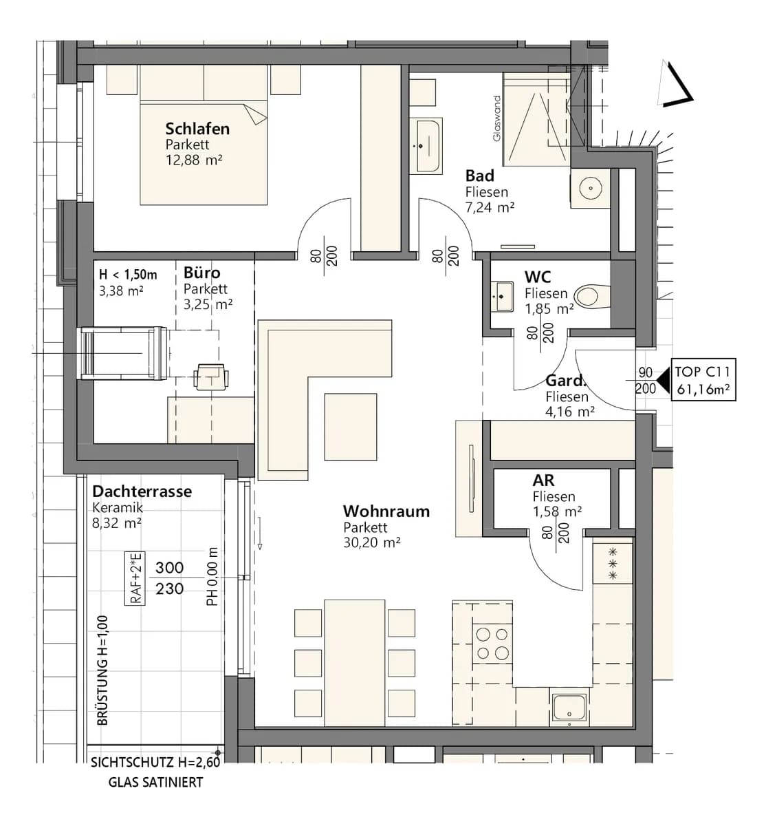 2-Zimmer-Wohnung kaufen in Linz – 61 m², € 349.000 – Bild 7 von 7