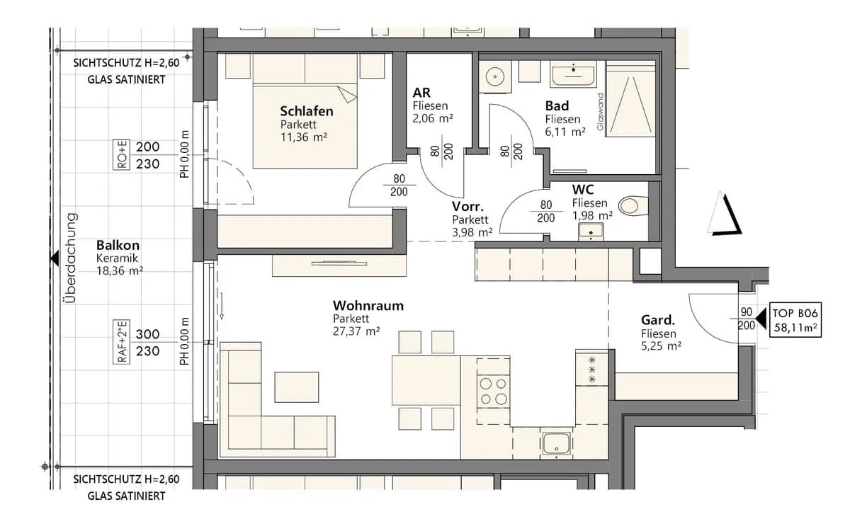 2-Zimmer-Wohnung kaufen in Linz – 58 m², € 329.000 – Bild 6 von 6