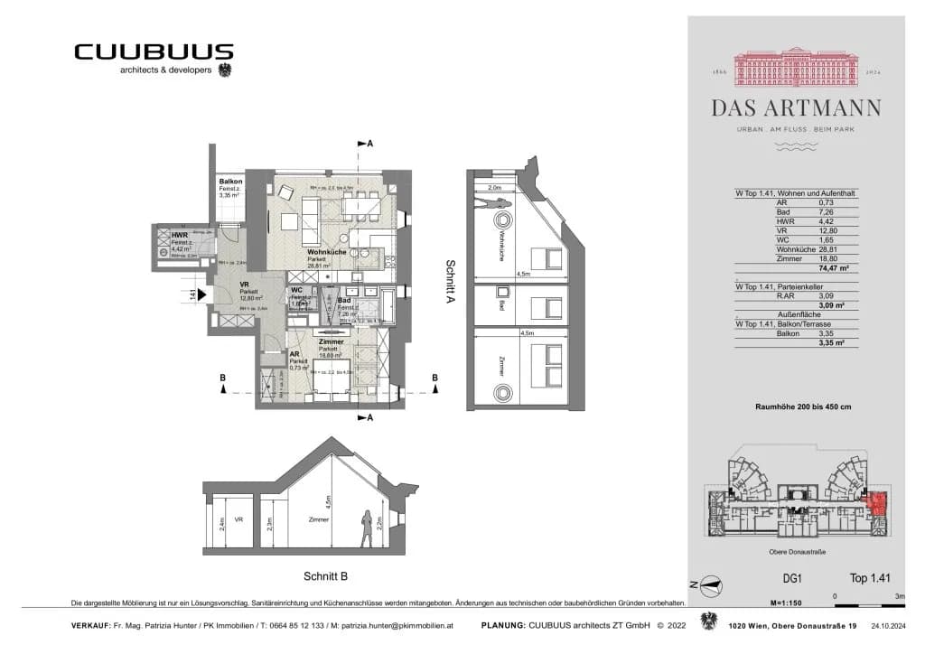 2-Zimmer-Wohnung mieten in Wien – 75 m², € 2.801 – Bild 20 von 20