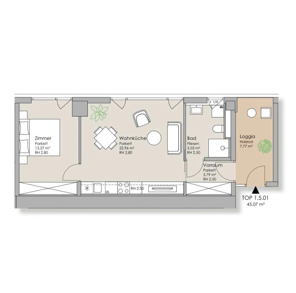 2-Zimmer-Wohnung kaufen in Wien – 45 m², € 429.800 – Bild 10 von 14