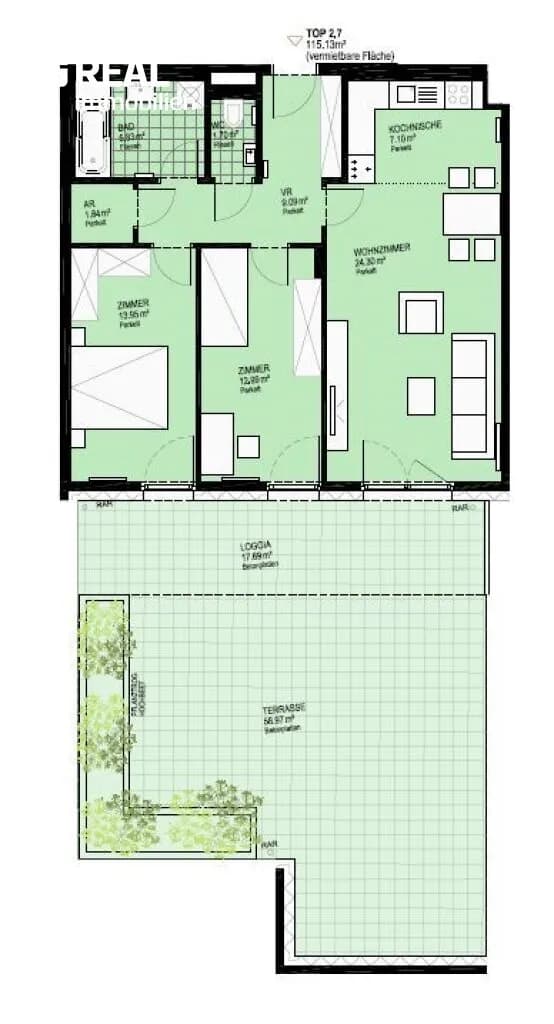 3-Zimmer-Wohnung mieten in Wien – 114,12 m², € 1.900 – Bild 9 von 10