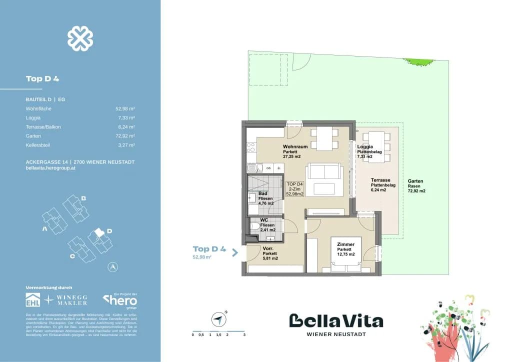 2-Zimmer-Wohnung kaufen in Wiener Neustadt – 52,98 m², € 304.000 – Bild 26 von 26