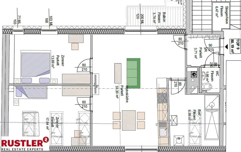 3-Zimmer-Wohnung mieten in Mödling – 80 m², € 1.449 – Bild 6 von 7