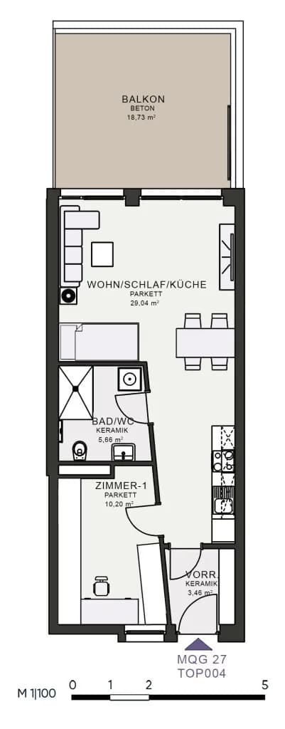 2-Zimmer-Wohnung mieten in Graz – 48,35 m², € 722 – Bild 6 von 6