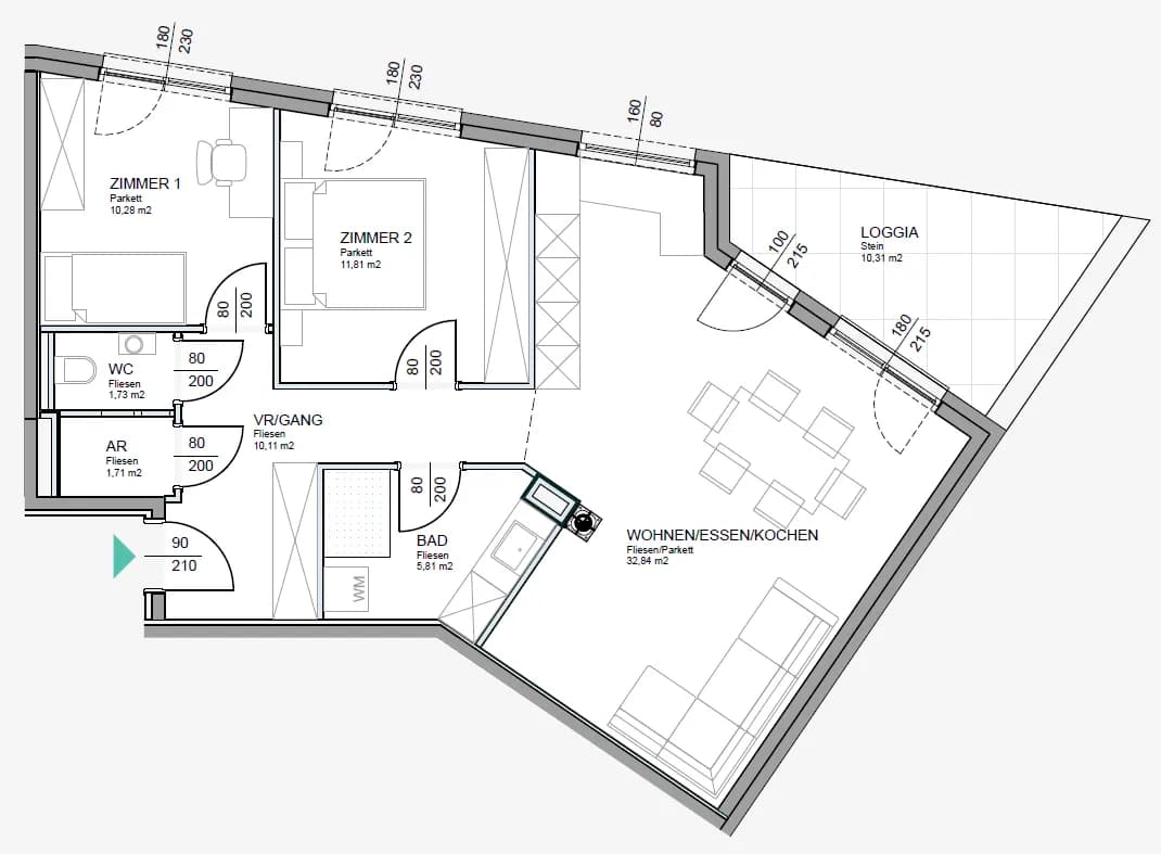 3-Zimmer-Wohnung mieten in Mödling – 74 m², € 1.850 – Bild 9 von 9