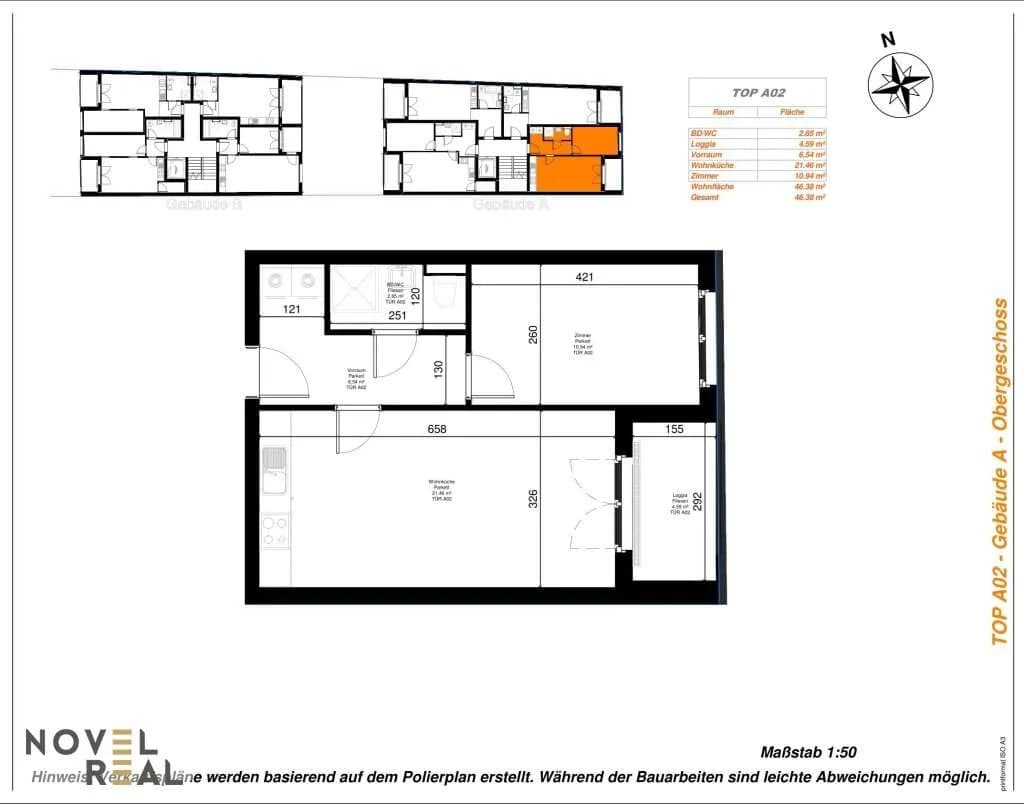 2-Zimmer-Wohnung kaufen in Wien – 46,38 m², € 244.000 – Bild 5 von 5