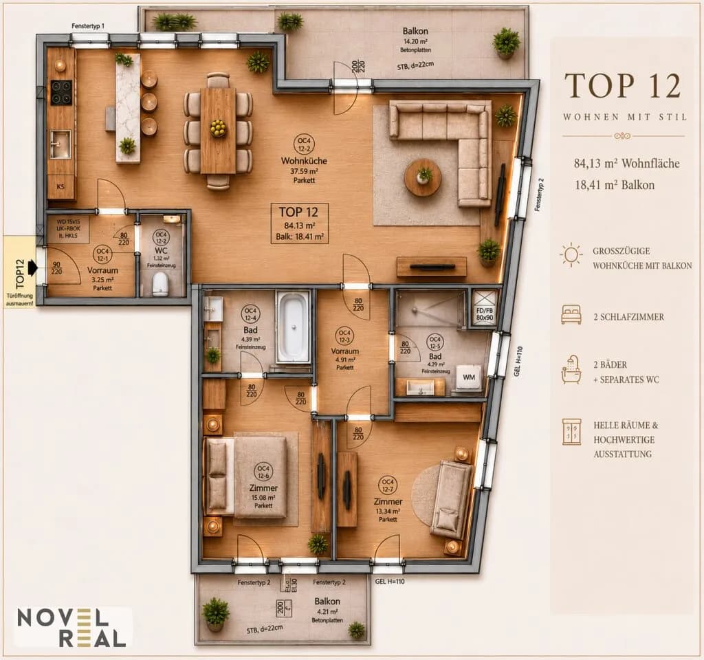 3-Zimmer-Wohnung kaufen in Wien – 93,34 m², € 1.021.250 – Bild 28 von 28